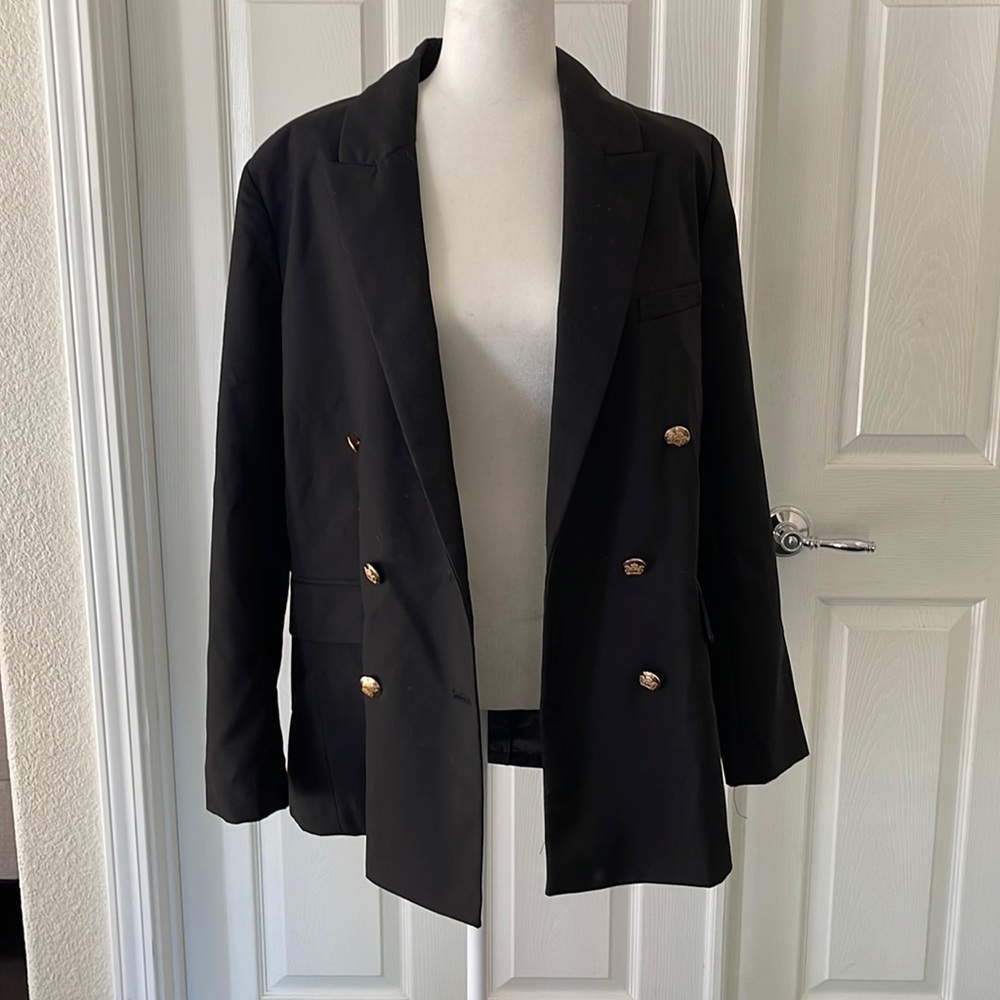 Zara NEW Black Double Breasted Blazer